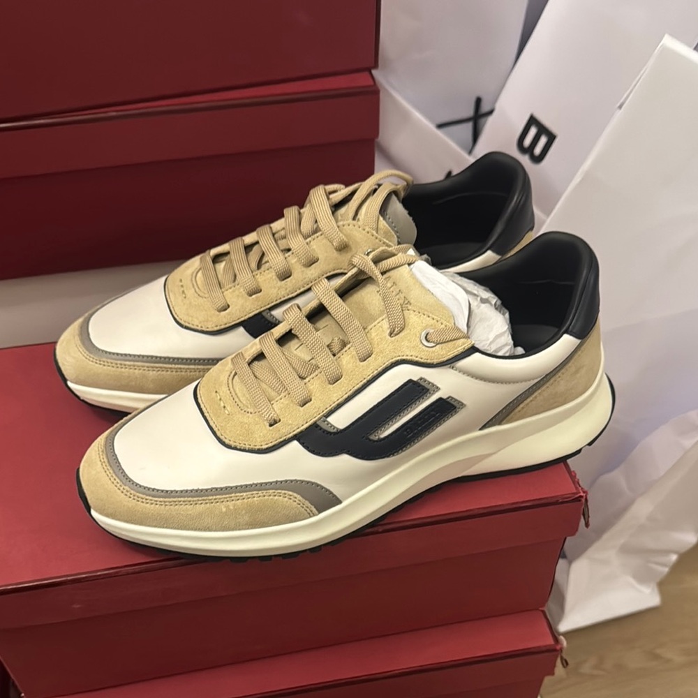 Bally White Calf Suede Sneakers